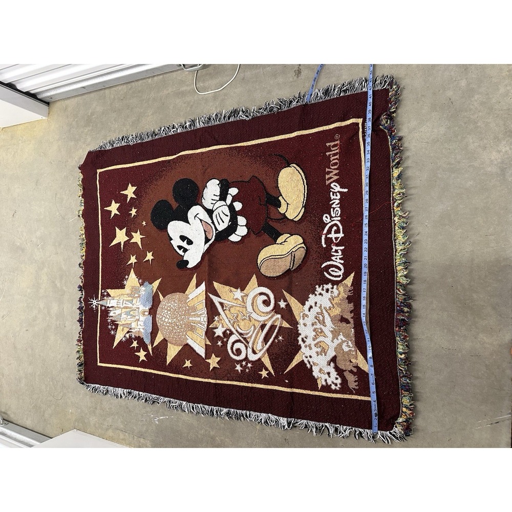 Walt Disney World 4 Parks Icons Mickey Mouse Tapestry Woven Throw Blanket. - Picture 3 of 4
